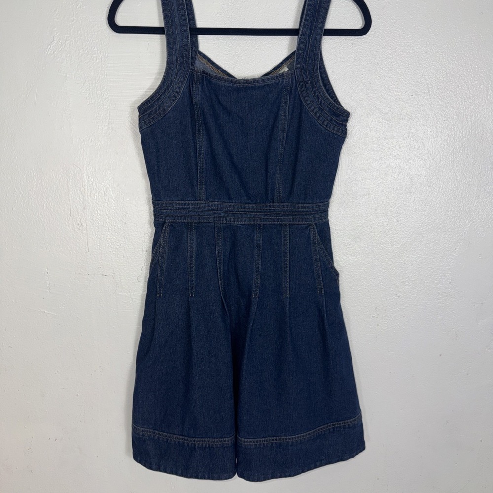 Joie Blue Denim Square‎ Neck Sleeveless Mini Sundress Size 4 - Picture 2 of 9